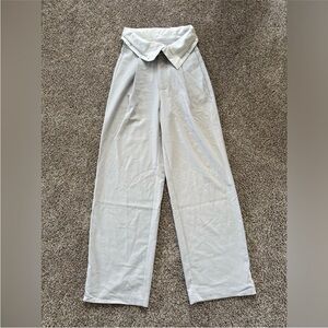 High-Waisted Light Gray Trousers
